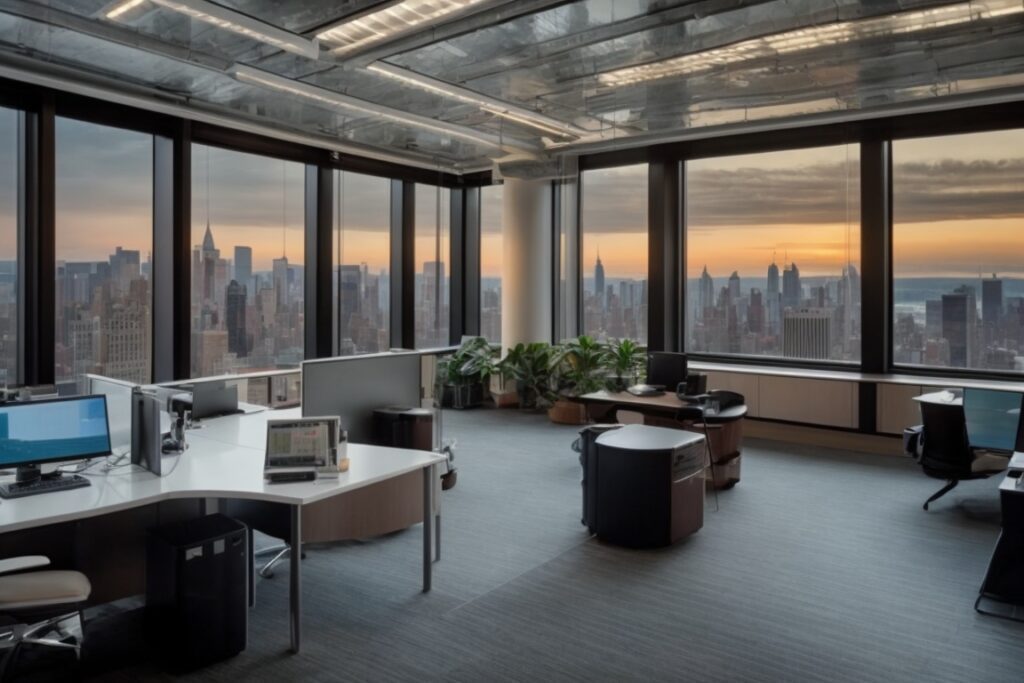 Modern New York office building with spectrally selective window film