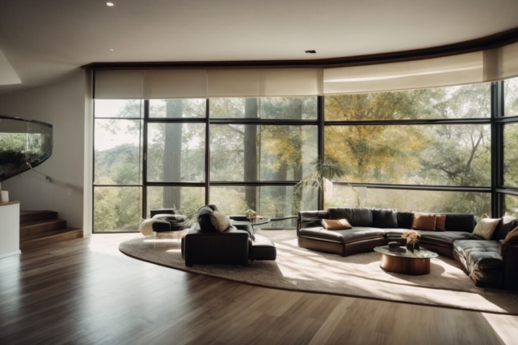 modern home interior with sun control window film installed