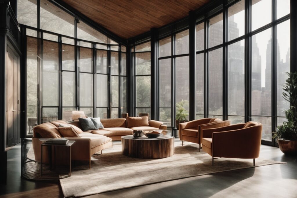 New York home interior with UV protective window film installation