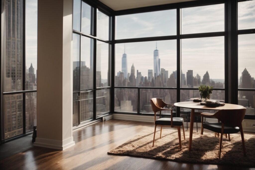 New York apartment interior with heat reduction window film