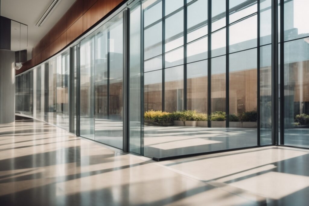 modern building interior with energy efficient window film installed