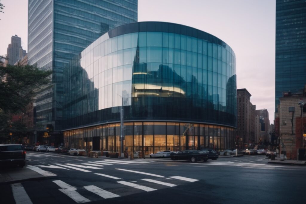 modern New York commercial building with energy-efficient window film