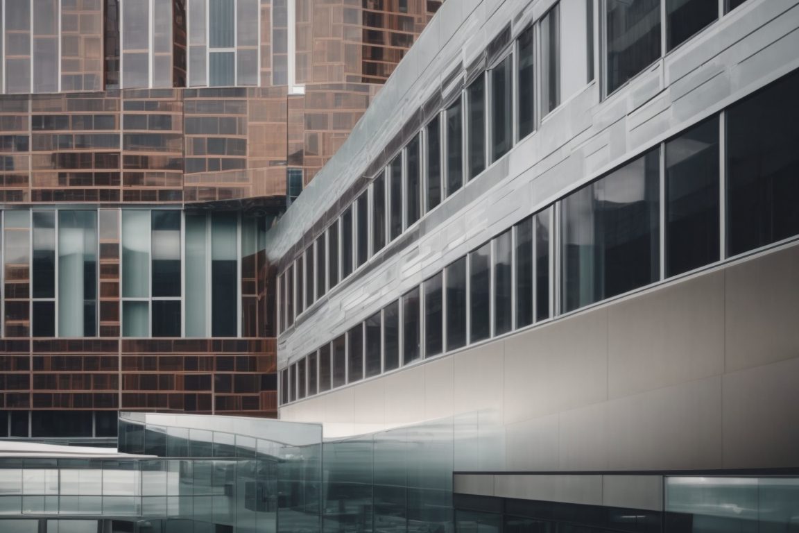 urban architecture with energy-efficient window film installation