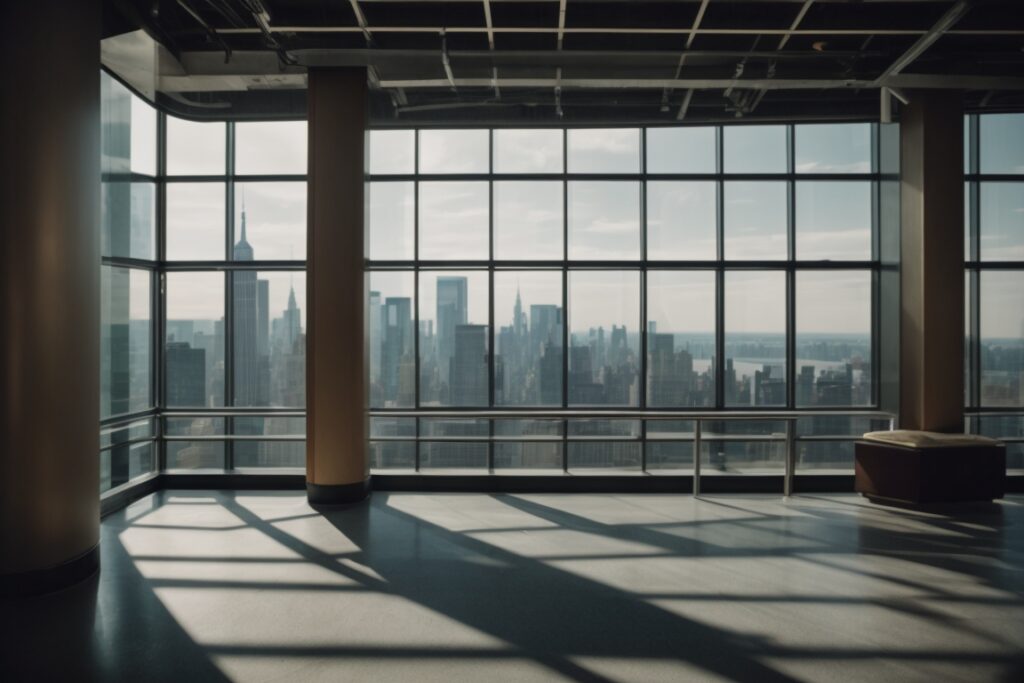 New York commercial building interior with solar control window film