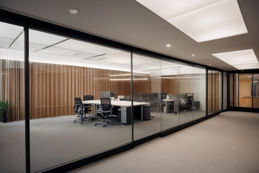 interior of a New York office with opaque privacy window film