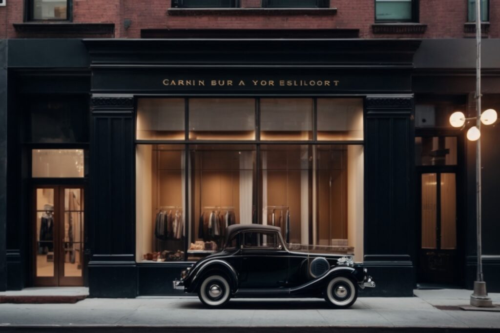 New York boutique storefront with opaque windows and elegant design